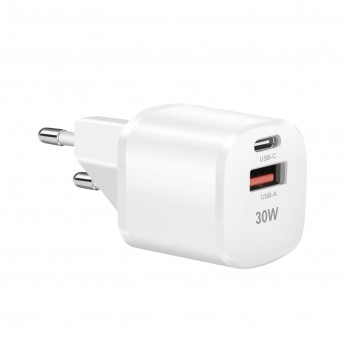 Cargador PD 30W, USB-C+USB-A, 100-240V, 50-60Hz