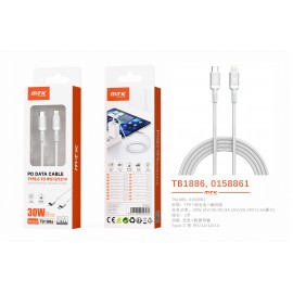 Cable de datos Blarkon aluminio trenzado para Type-C a Iphone 5-14 con carga rapida PD, 30W/9V/3A, 2M