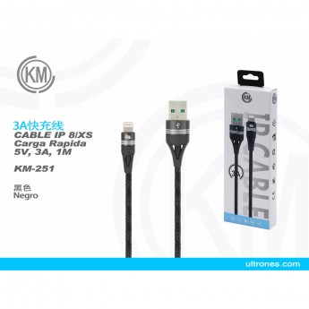 CABLE LIGHTNING TRENZADO 3A, 5V, 1M